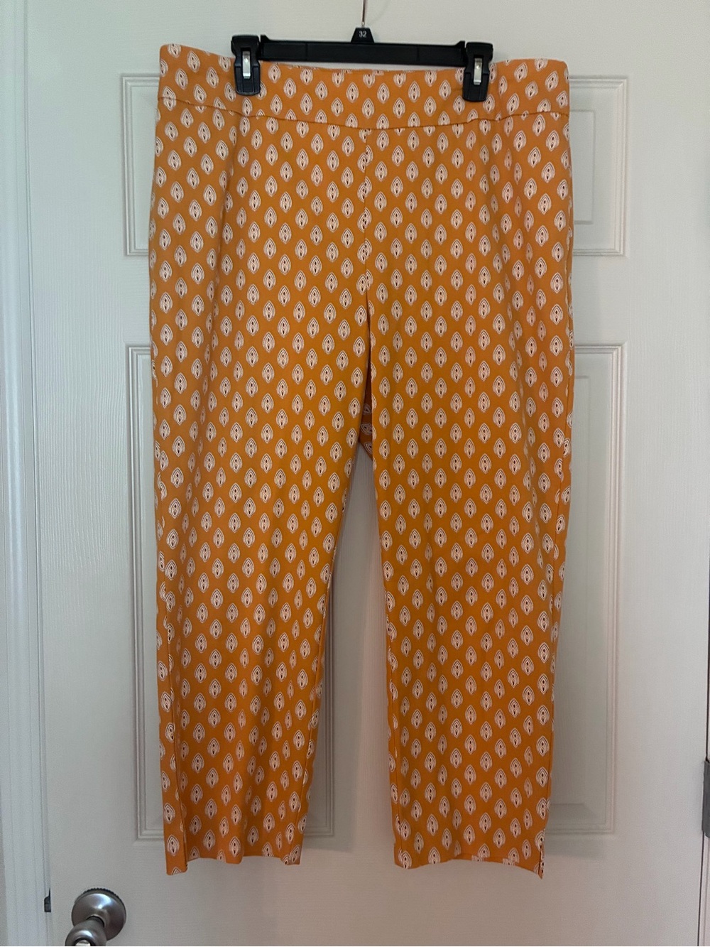 Chico's Mustard Yellow Printed So Slimming Pants